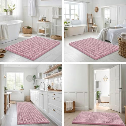 Smiry Bathroom Rugs 40X32, Extra Soft Rubber Backing Chenille Bath Mats