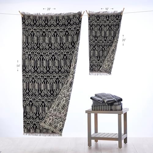 SKL Home Nador Bath Towel, Premium 100% Cotton, Black