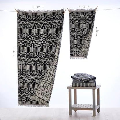 SKL Home Nador Bath Towel, Premium 100% Cotton, Black
