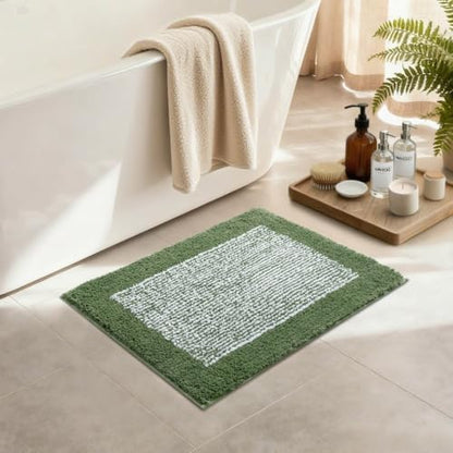 Bathroom Rugs 24x17 Non Slip Washable, Soft Absorbent Bath Mat Matcha Green
