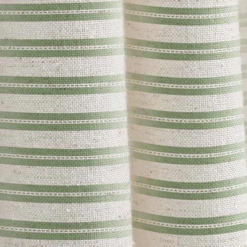 Farmhouse Striped Shower Curtain Horizontal Green Vintage Linen 72"W X 72"L