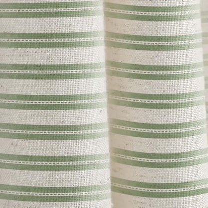 Farmhouse Striped Shower Curtain Horizontal Green Vintage Linen 72"W X 72"L