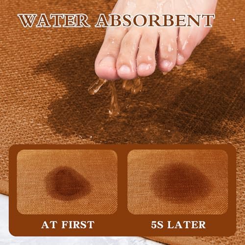 chakme Bathroom Rugs Mat 47x17, Ultra Thin Non Slip Bath Rug Runner Quick Dry Absorbent Bath Mat for Bathroom, (Orange, 47"x17")