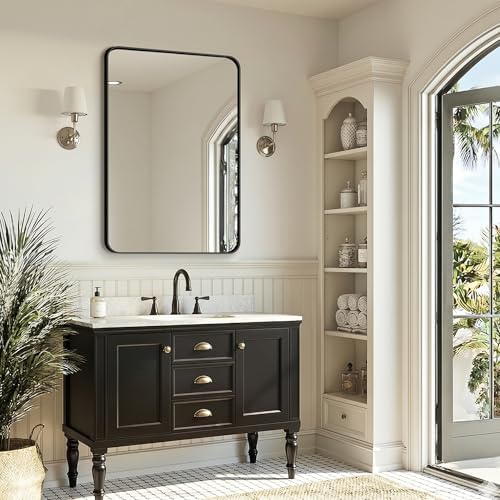 FICTOR Bathroom Mirror for Over Sink, 24"x36" Vanity Mirror for Wall, Black