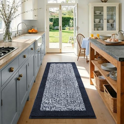 40x24 Bathroom Rugs Non Slip Washable, Soft Absorbent Bath Mat Dark Blue