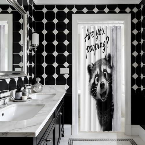 Small Stall Shower Curtain Rv Cute Raccoon, 36 x 72 Inchs