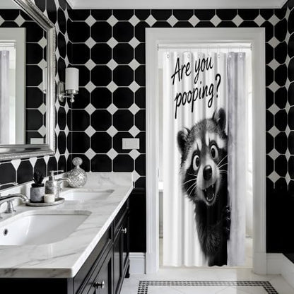 Small Stall Shower Curtain Rv Cute Raccoon, 36 x 72 Inchs