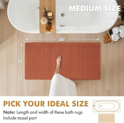 MIULEE Fall Orange Set of 2 Waffle Bathroom Runner Rugs 2'x4'(24"x48")