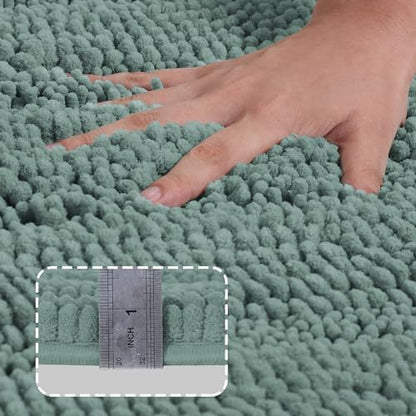 Turquoize Bathroom Runner Rug 20"x59", Soft Absorbent Chenille Bath Rug