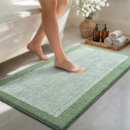 44x24 Large Bathroom Rugs Non Slip Washable, Soft Absorbent Bath Mat Green