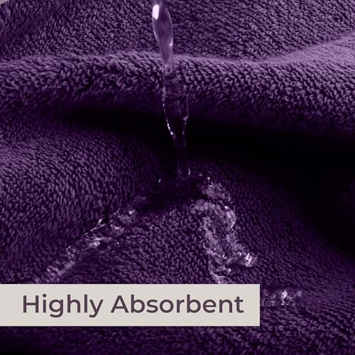 Lavish Home Bathroom Towels Set, Bathroom Essentials, Eggplant, Set of 8