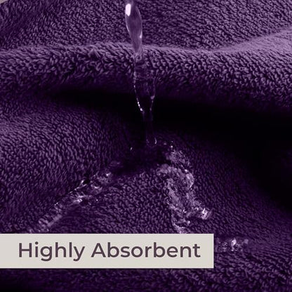 Lavish Home Bathroom Towels Set, Bathroom Essentials, Eggplant, Set of 8