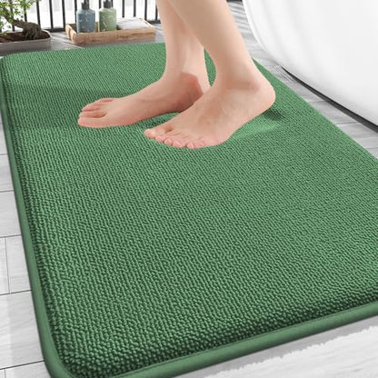 OLANLY Memory Foam Bathroom Rugs 30x20, Absorbent Bath Mat, Olive Green