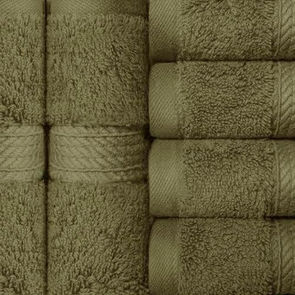 Superior Egyptian Cotton Plush Absorbent, Face Towel Set of 6, Forest Green