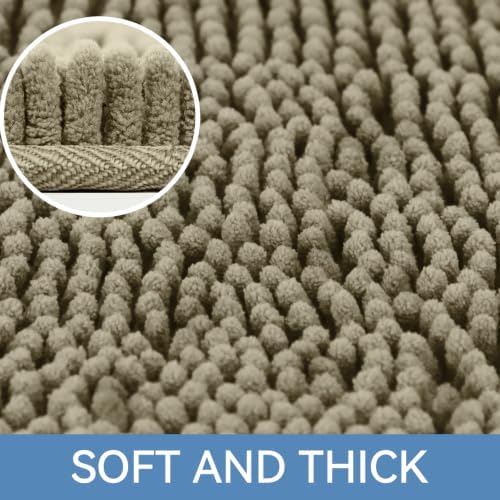 Bcoimo 44x24 Chenille Bath Mat – Non-Slip with Backing Bath Rug Ultra-Absorbent and Machine Washable Bathroom Mat Quick-Dry Design. Ideal for Bathroom Shower and Tub Areas