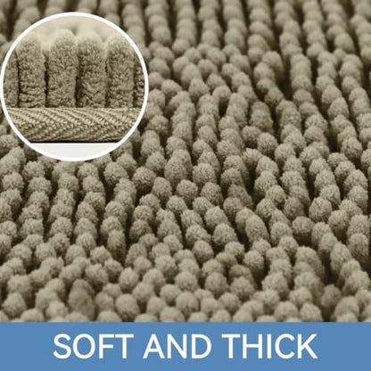 Bcoimo Small Bath Rug Mat,24x17 Chenille High Absorbent Latte Bathroom Mats