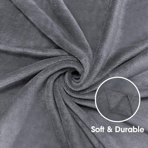 JML Microfiber Bath Towel Set with Hanging Loop, Grey, 30" x 60", 6 Pack