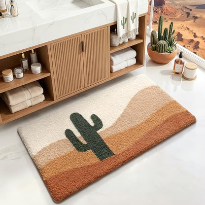 LUMI Cactus Bathroom Rug 24x43 Soft Absorbent Bath Mat, Non Slip