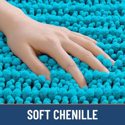 Smiry Bathroom Rugs 24X16, Extra Soft Rubber Backing Chenille Bath Mats
