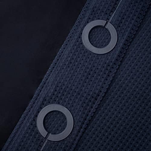 River Dream Heavyweight Waffle No Hook Shower Curtain with Liner,Navy,54x80
