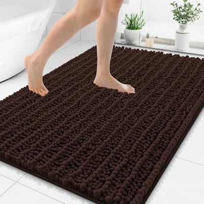 Smiry Bathroom Rugs 71X47, Extra Soft Rubber Backing Chenille Bath Mats
