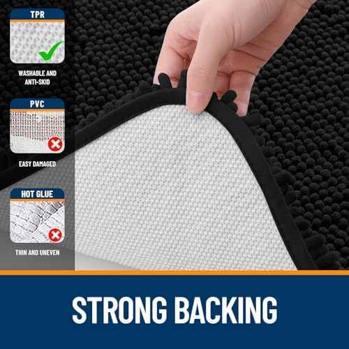 OLANLY Toilet Rugs U-Shaped 24x24, Soft Absorbent Chenille Contour Rugs