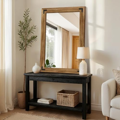 Bathroom Mirror for Wall, 28" x 40" Wooden Vanity Mirror