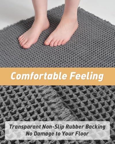 Upgraded Waffle Bath Mat Ultra Absorbent Non Slip Bathroom Mat, 20" x 32"