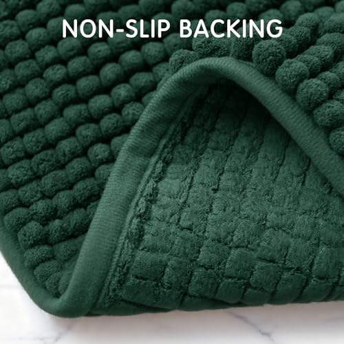SUBRTEX Bathroom Rugs, 20" x 32" Chenille Bath Rug Soft Short Plush Bath Mat Soft Shower Mat Water Absorbent Shower Mat Quick Dry Machine Washable, Celadon