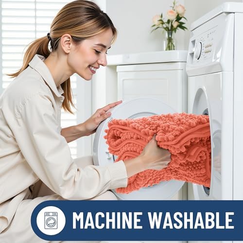 Smiry Bathroom Rugs 34X21, Extra Soft Rubber Backing Chenille Bath Mats