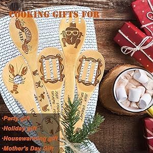 Friends Merchandise - Wooden Cooking Spoons Set 5, Novelty Decor, Unique Girl's Gifts, Housewarming Present