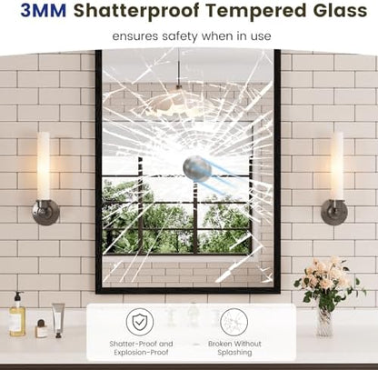WEER Matte Black Bathroom Vanity Mirror 24X36 Inch