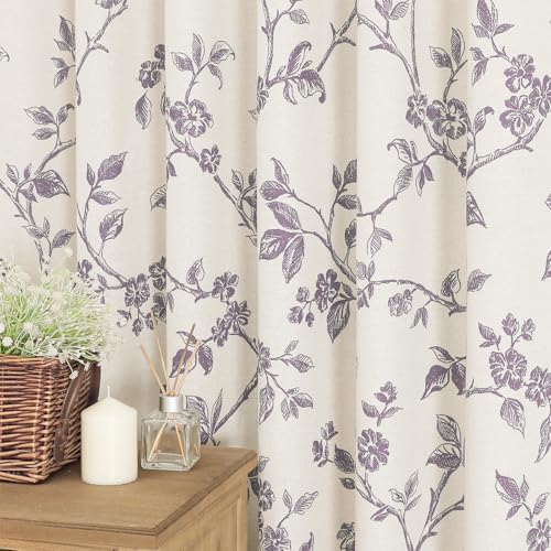 MitoVilla Lavender Cotton Floral Shower Curtain for Bathroom, 72 x 72