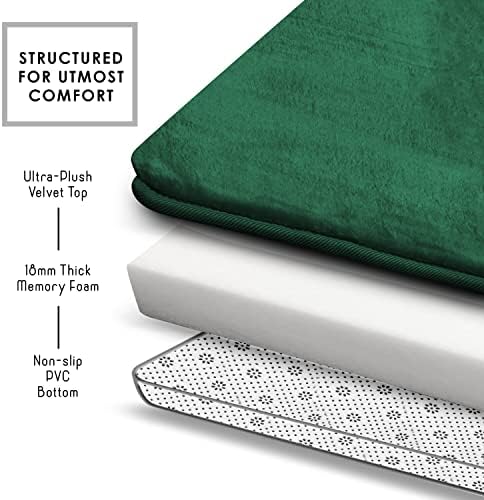Clara Clark Bathroom Rugs, Velvet Memory Foam Bath Mat, Non-Slip, Machine Washable Bath Rugs - Dries Quickly, Ultra Soft Plush Bath Mats for Bathroom, 20 x 32, Hunter Green