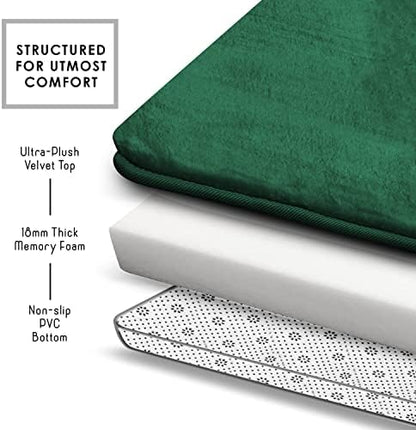 Clara Clark Bathroom Rugs, Velvet Memory Foam Bath Mat, Non-Slip, Machine Washable Bath Rugs - Dries Quickly, Ultra Soft Plush Bath Mats for Bathroom, 17 x 24, Hunter Green