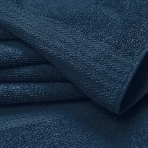 GLAMBURG Ultra Soft 8-Piece Towel Set - 100% Pure Ring Spun Cotton, Contains 2 Oversized Bath Towel 27x54, 2 Hand Towel 16x28, 4 Wash Cloths 13x13- Ideal for Everyday use, Hotel & Spa - Mineral Blue