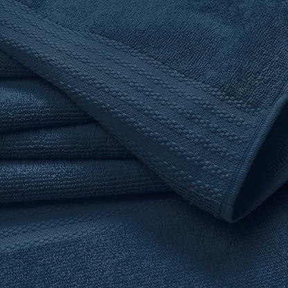 GLAMBURG Ultra Soft 8-Piece Towel Set - 100% Pure Ring Spun Cotton, Contains 2 Oversized Bath Towel 27x54, 2 Hand Towel 16x28, 4 Wash Cloths 13x13- Ideal for Everyday use, Hotel & Spa - Mineral Blue