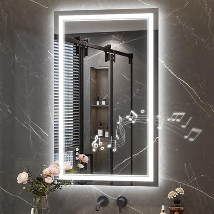 Keonjinn 40 x 24 Inch LED Bathroom Mirror with Lights, Bluetooth Speaker
