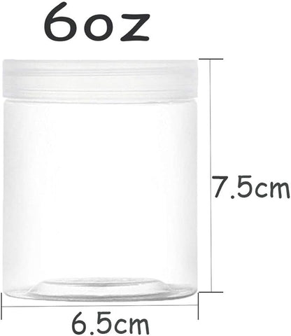 15 Pack 6oz Clear Plastic Jars Wide-mouth Storage Containers,Refillable Empty Containers for Dry Food,Dried Fruit,Seasoning and Honey Storage