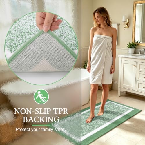 Pauwer Bathroom Rugs Sets 3 Piece, Non Slip Bath Mats for Bathroom, Green