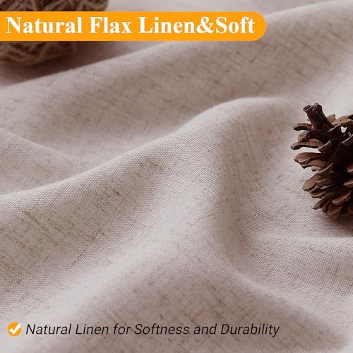 Naturoom Linen Shower Curtain 84 Inch Long for Bathroom White 1 Panel