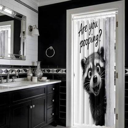Small Stall Shower Curtain Rv Cute Raccoon, 36 x 72 Inchs