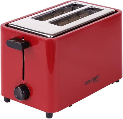 Courant 2-Slice Toaster Cool Touch with Extra Wide Slots For Bread, Bagels & Waffle with 6 Adjustable Shade Settings, CrumbTray & Cancel Function Extra-Lift Feature, compact Design – Red