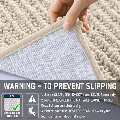 OLANLY Bathroom Runner Rugs 47x17, Thick Soft Absorbent Chenille Bath Rugs