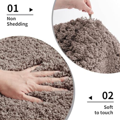 Disolla Taupe Grey Bathrom Runner Rug 24x70 - Extra Large Soft Plush Bath Mat, Thick Long Non-Slip Shaggy Floor Mat, Ultra-Absorbent for Master Bathroom Vanity