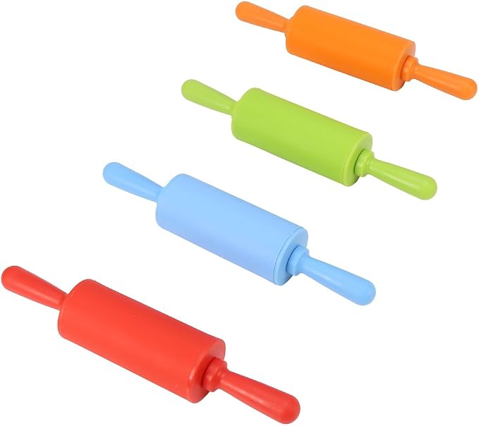 Non-Stick Silicone Rolling Pin Dough Rollers for Baking and Rolling Dough with Wooden Handle for Home Kitchen Children Cake 9 Inch(Blue)