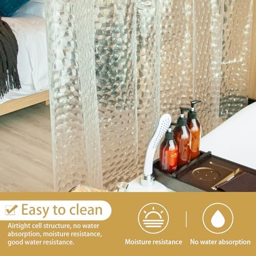 NTBAY EVA Shower Curtain Liner, 72 x 78, 6 Gauge, Clear Water Cube