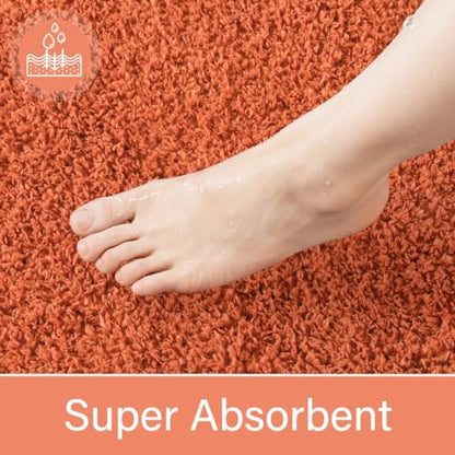 LOCHAS Bathroom Rug Runner 24x70 Inch, Bath Rugs Non Slip, Burnt Orange