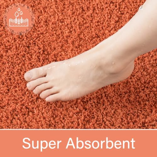 LOCHAS Bathroom Rug Runner 24x60 Inch, Bath Rugs Non Slip, Burnt Orange