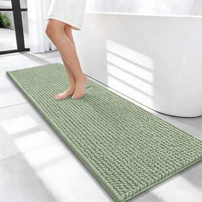 OLANLY Thick Chenille Bathroom Runner Rugs Mats 47x17, Sage Green